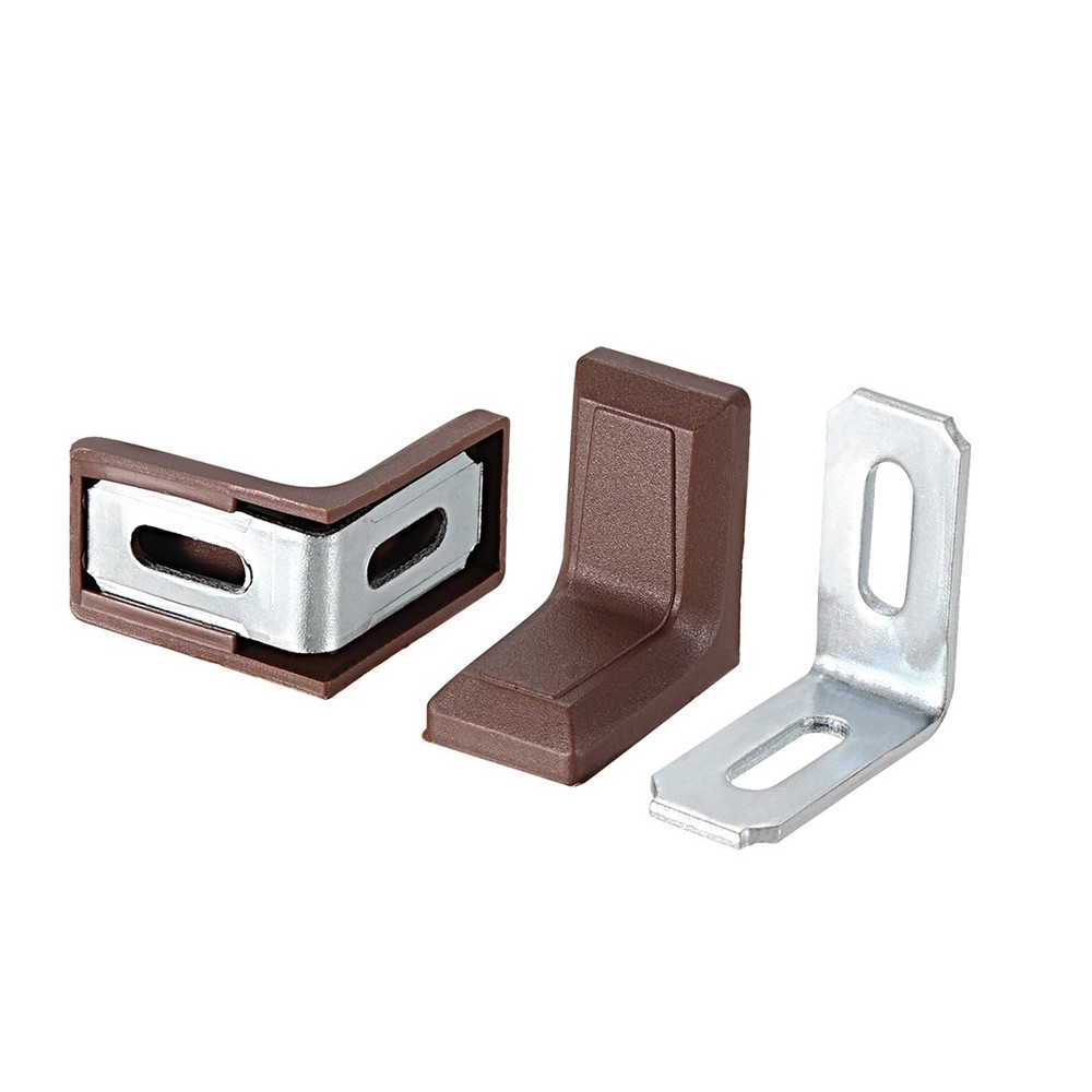 29x29mm Cabinet Cupboard Shelf Corner Brace Plate Right Angle Brown 8 pcs