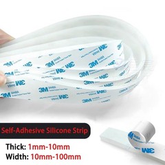 White Self-Adhesive Silicone Sealing Strip Backed Thick 1mm-10mm Width 10-100mm