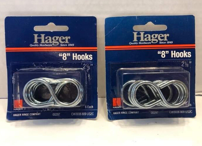 Hager Closed S Hook (5 Count) 2-1/8″, Zinc, 2-Pack