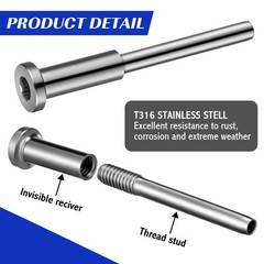 Blulu 100 Pack Invisible Cable Railing kit, T316 Stainless Steel 1/8″ Silver