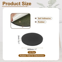 10 Pcs Non Slip Furniture Pads 25mm x 2mm, Adhesive Backed Rubber Feet
