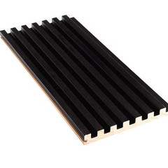 94 In. X 6 in X 0.5 In. Solid Wood Wall 7 Grid Cladding Siding Board in Black Co