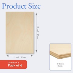 6mm Baltic Birch Plywood 1/4″x12″x16″ (6-Pack) B/BB Grade Craft Wood, Laser CNC