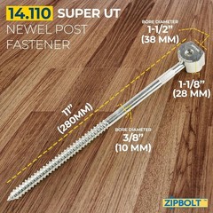 Durable Newel Post Anchor Kit with Fast Wrench-Free Installation and Wood Plugs