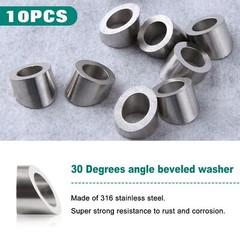 10pcs 3/8″ 316 Stainless Steel Angled Washers 30 Degree Wire Rope Cable