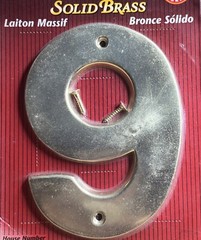 NEW Ives Solid Brass 5” High House or Mailbox Number 9 Thick, Durable & Stylish