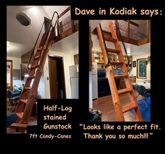 Custom Rustic Pine Loft Library Ladder half-Log,Cabin,Attic,Wood,Wooden Hardware