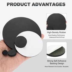 Black Self Adhesive Backing Silicone Rubber Non-slip Pads Protector Round/Curved
