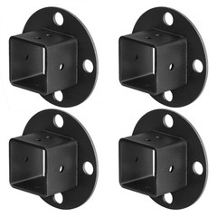 Black Square Post Anchor Base 4-Pack, Fits 1.5″ Square Tube, Deck & Fence Flange