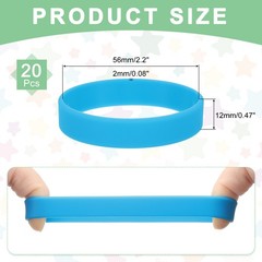 20Pcs Silicone Rubber Bands Non-slip 3.54 Inch Flat for Books, Light Blue
