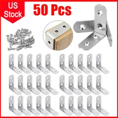 50Pcs 1.5″ L-Shaped Bracket Corner Braces w/Screws Angle Bracket Shelf Brackets