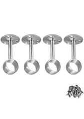 BTMB Stainless Steel Shower Curtain Pipe Wardrobe Pole Holder Lever Flange Socke