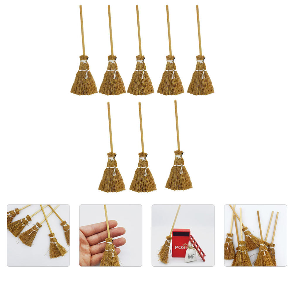 8pcs Mini Brooms Wizard Flying Broom Miniature Brooms for Crafts