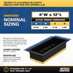 Drop-in Matching Floor Register – 4×12 Inch Floor Vent Cover, Fits 4″x12″ Flo…