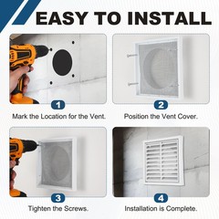 1Set Vent Cover with Built-in Screen Mesh (8″ OD) – Square Louver Air Wall Vent