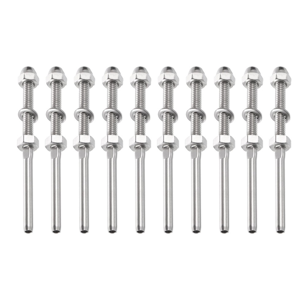 10Pcs 1/8″ Deck Cable Railing Kit Hand Swage Hardware Threaded Stud Tensioner
