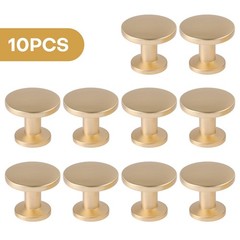 No No 10 Pack Gold Cabinet Knobs, Brushed Brass Finish, Zinc Alloy Round Drawer