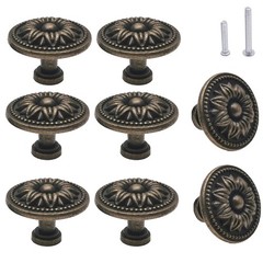 M MIMHOOY Vintage Flower Shape Cabinet Drawer 35mm x 26mm, Antique Bronze