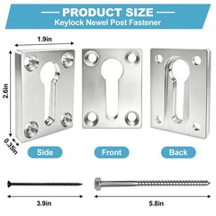 Heavy Duty Rectangular Newel Post Mounting Kit, Stair Handrail Anchor Fastene…