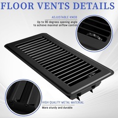 4 x 10 Floor Register Black Floor Vent Cover for Home Heavy Duty Metal Air Ve…