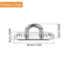 8 Pcs Pad Eye Plate, 2.4 Inch 304 Stainless Steel Ceiling U Hooks, Silver