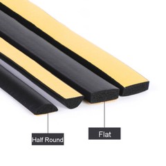 Neoprene Self Adhesive Backed Foam Sponge Strip Flat/Half Round Seal EPDM Black