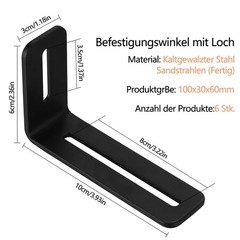 6 Pcs Adjustable Slotted L Brackets, Black L Shaped Bracket with 2 Slots Hole…