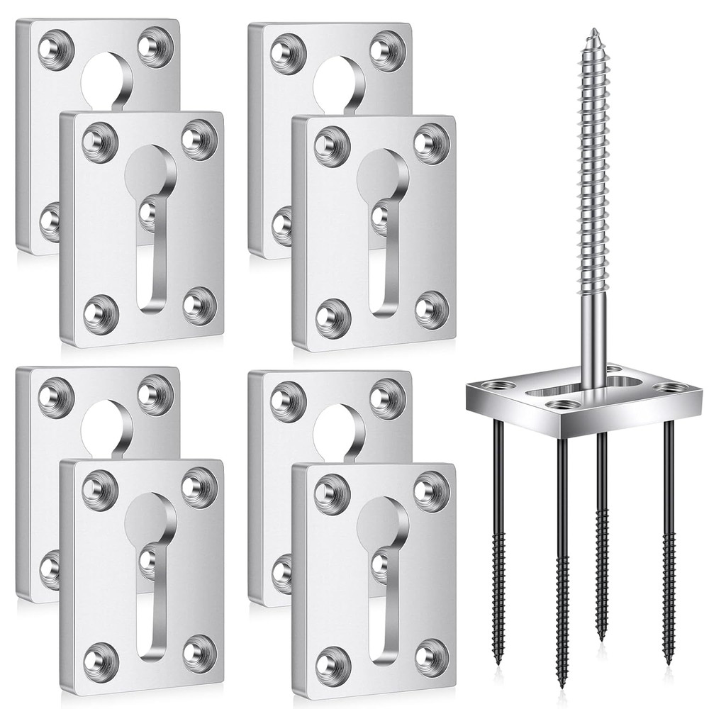 Newel Post Fastener Kit – 8 Sets for Wood Handrails on Any Surface – Silver