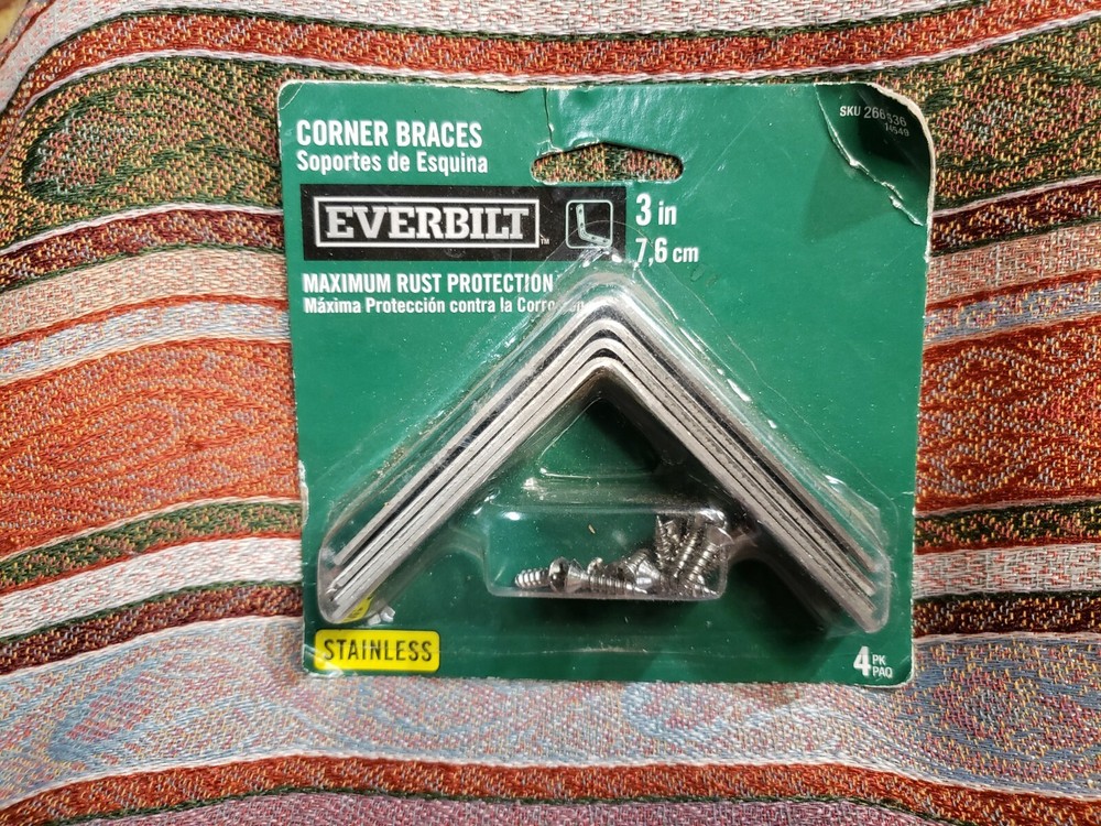 Everbilt Corner Braces 3″ stainless 4pcs in pack. Great Price.