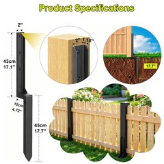 Aturalux Fence Post Repair Kit, 2 Pcs Heavy Duty Steel One-Piece Metal Anchor…