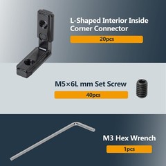 POWERTEC L-Shape Interior Inside Corner Connector Joint Bracket 20 Sets (74006)