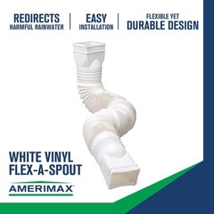 Flex A Spout 55 In. White Vinyl Downspout Extension , Amerimax Flexible Home X