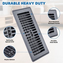Floor Register 4×10-4 Pack Floor Vents Covers Heavy Duty Steel Walkable Floor…