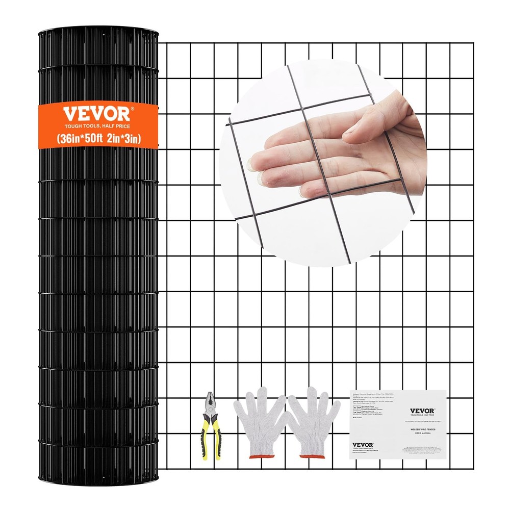 Vevor 36x50ft Galvanized Wire Mesh 2x3in Chicken Fence 16G Vinyl Coated