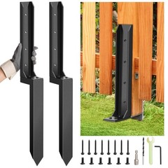 2 Pcs Fence Post Repair Kit, Heavy Duty Fence Post Anchor Ground Stakes for R…
