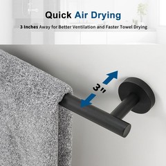 Iwoodus Matte Black Towel Bar 30 Inch Towel Racks For Bathroom Wall Mounted