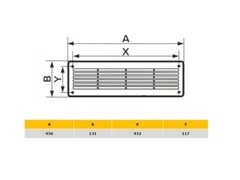 Beige Bathroom Door Ventilation Grille 450mm x 131mm Two Side Cover