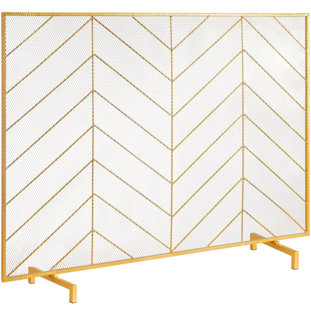 Fireplace Screen Single Panel, Sturdy Iron Mesh Fireplace Screen, 38.6″(L) x29.8