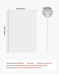 Foam Board, 12 Pack 24 x 36 Inch, 3/16 Inch Thickness White Poster Board, Acid-F