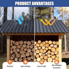 10pcs Metal Roofing Panels 52.4 ft² Grey Corrugated Steel, Heavy Duty for Sheds,