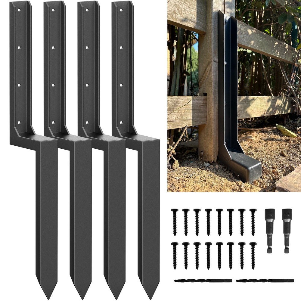IRONBABE Fence Post Repair Kit Quick Fix Broken/Leaning 4×4/6×6 Wood Posts w…