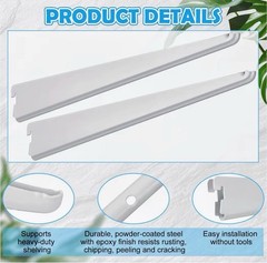 10 Pack 9” Adjustable Shelf Brackets Double Track White Heavy Duty Steel New