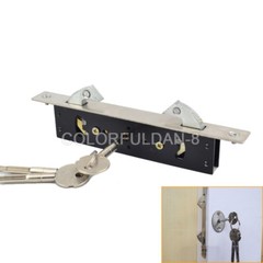 1PCS Stainless Steel Hanging Door Pull Gate Double Hooks Lock Stealth Lock w/Key