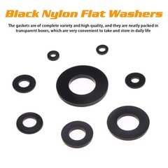 500Pcs Nylon Flat Washer Assortment Set, Washers Metric Sealing 500black