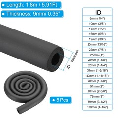 5pcs insulating foam pipe 16mm x 1.8m black for pipes