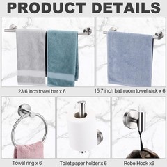 Gisafai 30 Pcs Silver Bathroom Accessories Hardware Set Towel Racks For