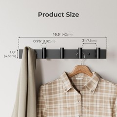 Gwaazxgz Black Wall Mounted Coat Rack 5 T-Shaped Pegs For Hats Bags Towels