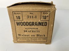 Vintage Aluminum Metal Shelf Brackets Woodgrained 10″ #711-1 BOX 10 +3 ~ NOS