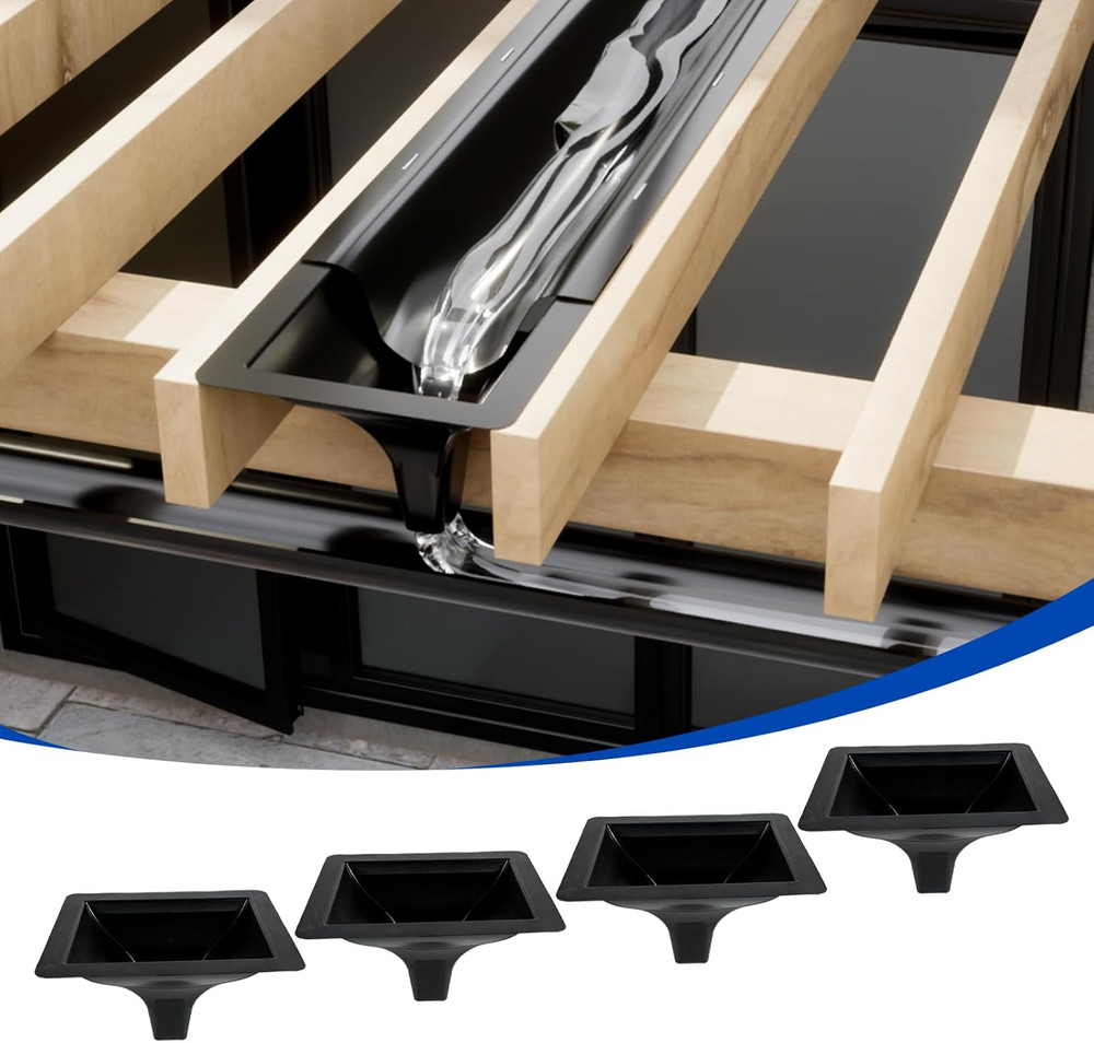 4PCS Black under Deck Drainage System Downspout PE Easy Installation Rain Drain