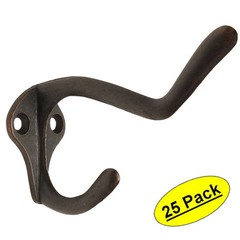 *25 Pack* Designers Impressions Oil Rubbed Bronze Lite Coat & Hat Hook: 57563